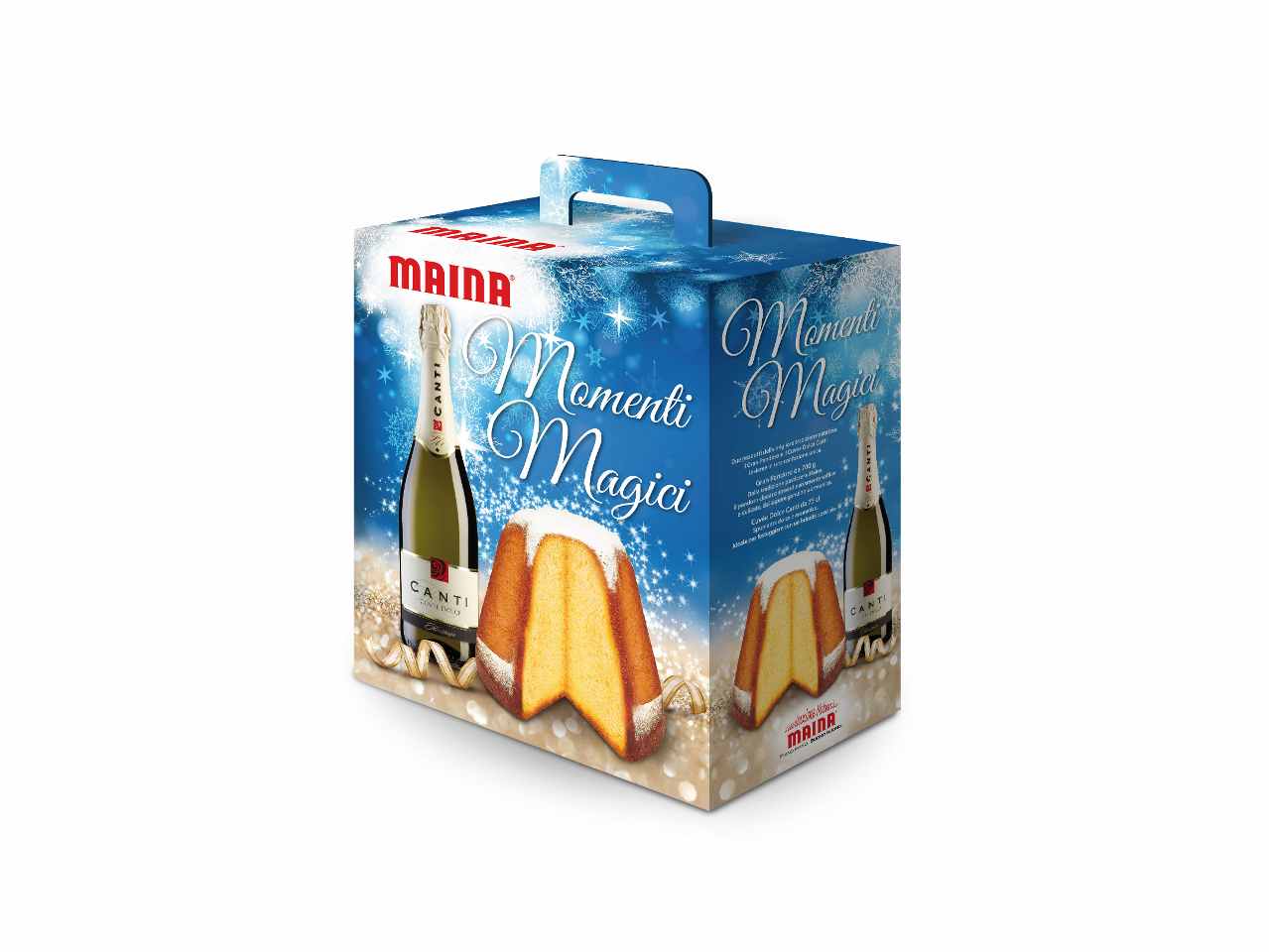 MAINA MOMENTI MAGICI IL GRAN PANDORO 750GR CON SPUMANTE CUVÃ©E  DOLCE CANTI 75CL