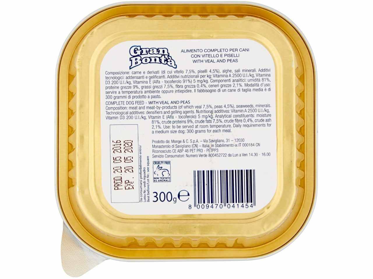 Gran bonta' cane vitello/piselli 300gr