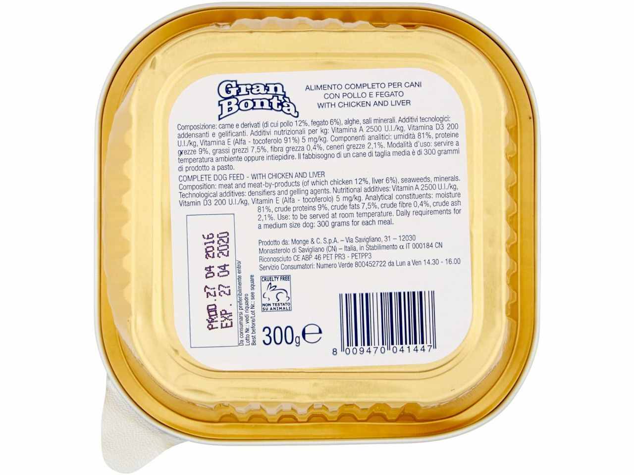 Gran bonta' cane pollo/fegato 300gr