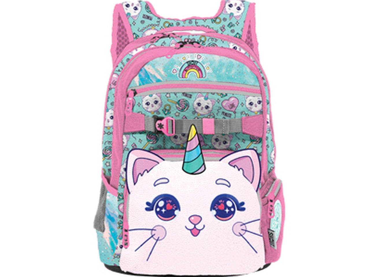 Zaino americano Kittycorn heavy weighter rosa e verde acqua - Shout$