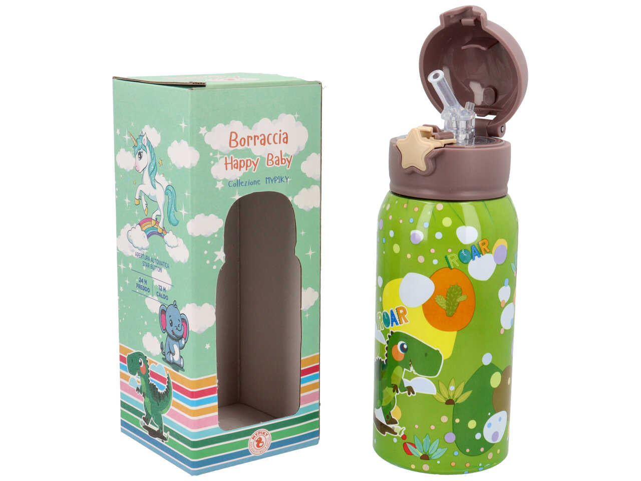 Dinosauro borraccia termica con cannuccia 500ml