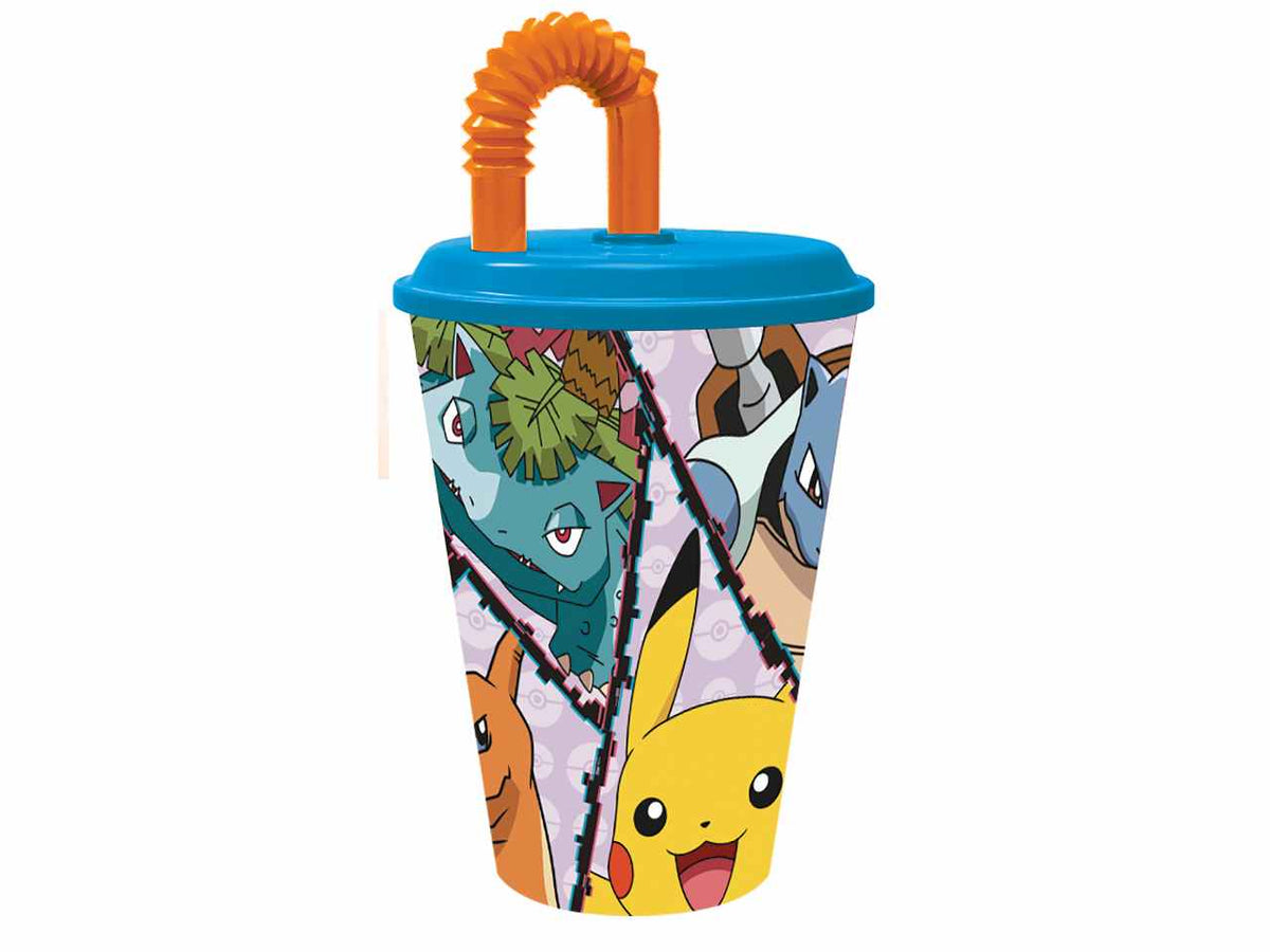 Pokemon bicchiere con cannuccia da 430ml