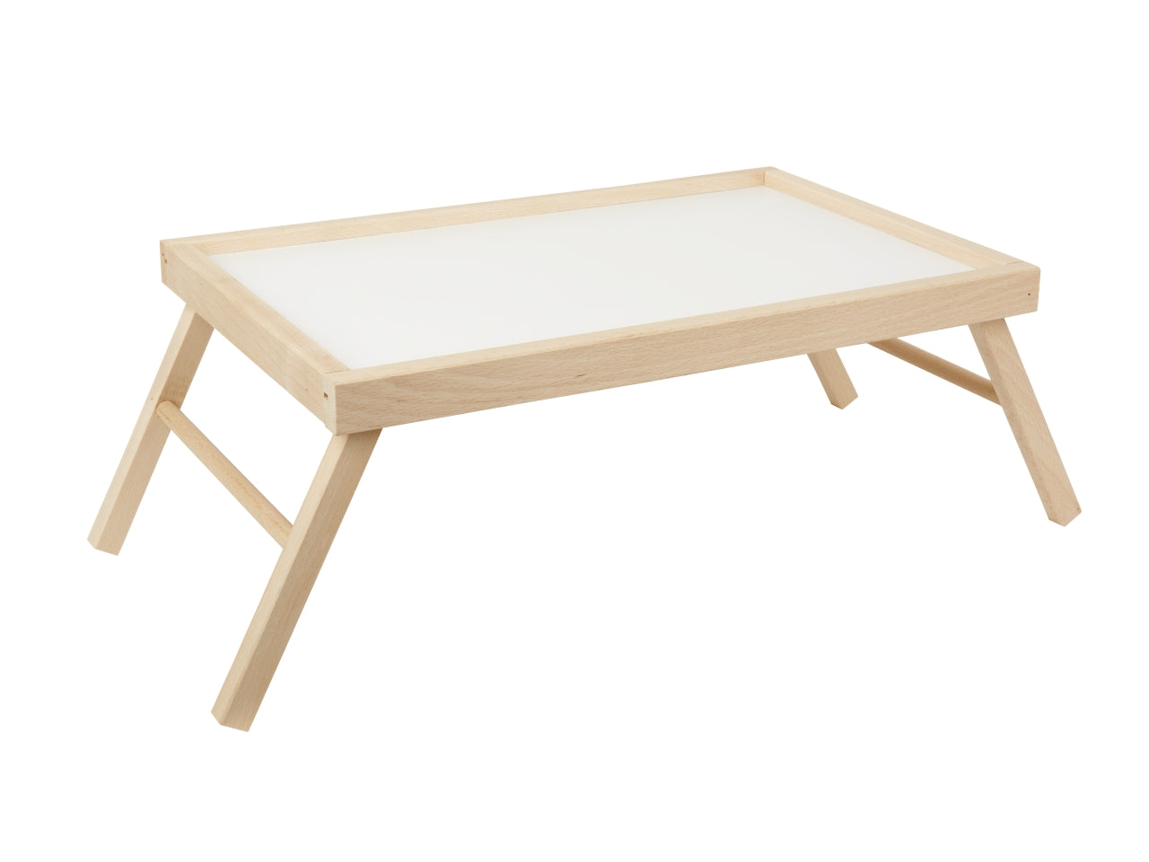 Vassoio da letto in mdf e legno faggio bianco e naturale scandinavo 50x33x21,5 cm, Made in Italy - Mottinox