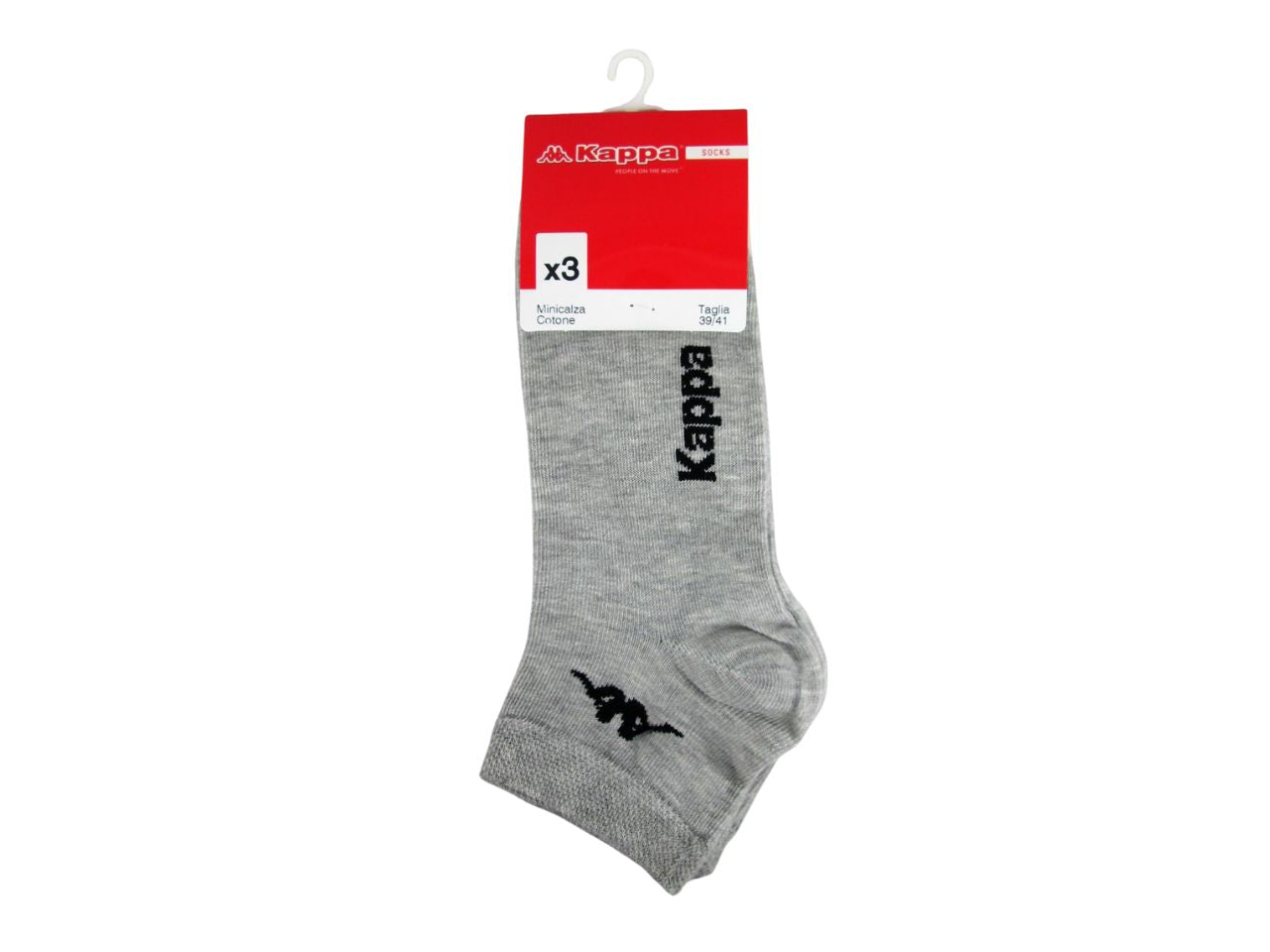 Minicalza adulto Kappa in misto cotone grigio chiaro, 3 paia taglia 45/47