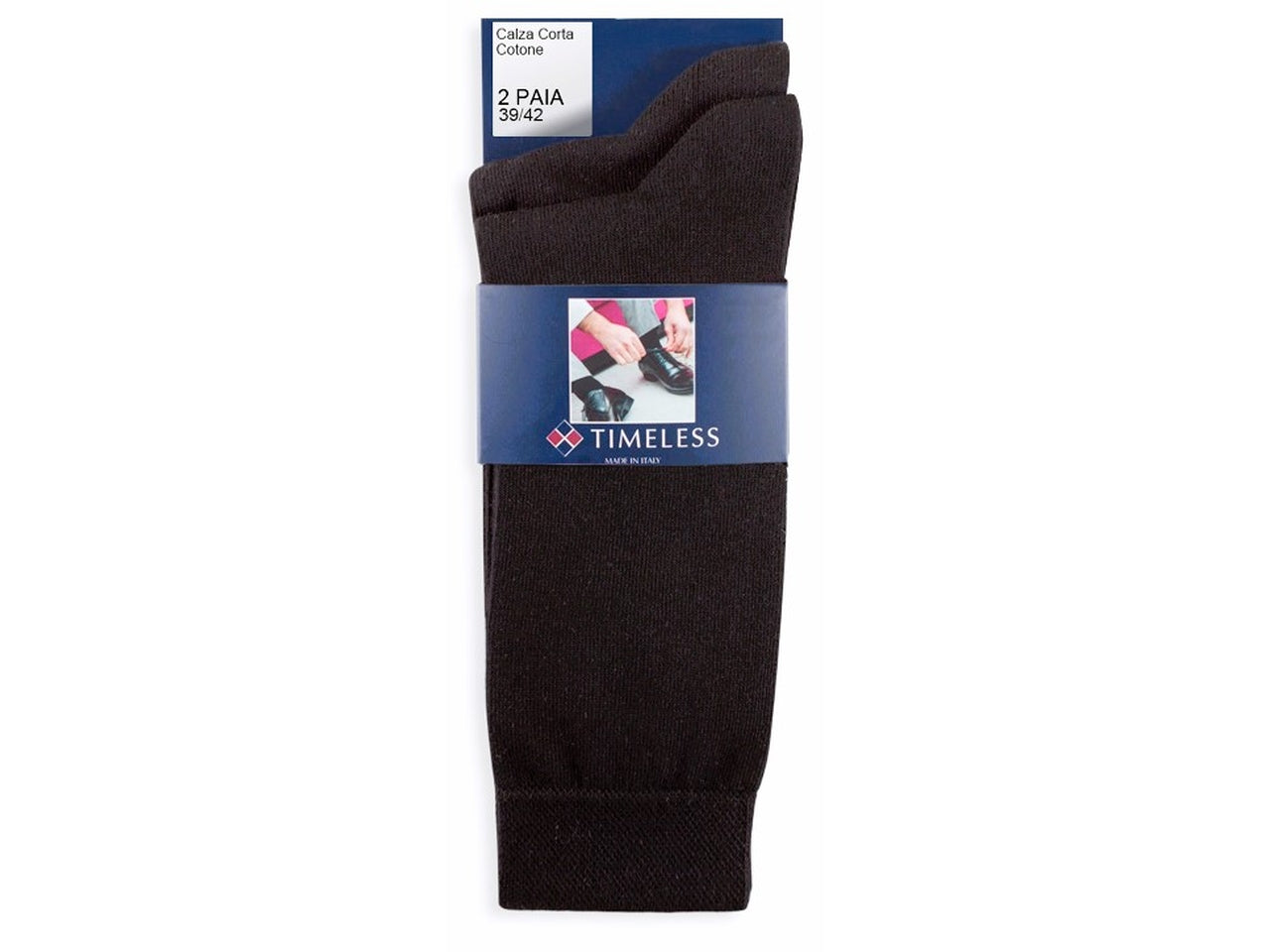 Calza corta da uomo maglia jersey in cotone tu- pack da 2 paia - nero 39/42