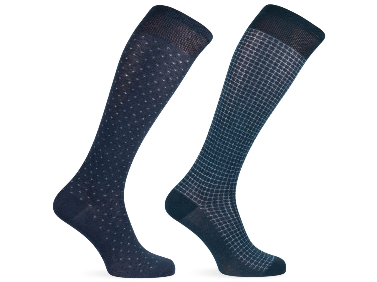 Calza lunga da uomo maglia jersey in cotone fantasia - pack da 2 paia - blu notte 39/42