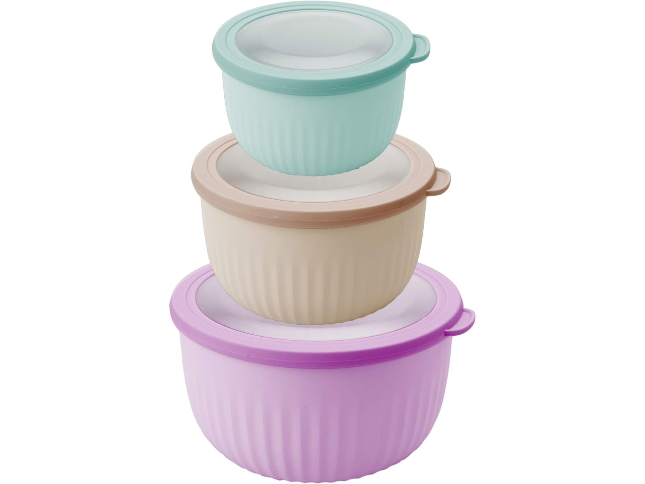 Set 3 Ciotole con chiusura ermetica per frigo microonde, Colori assortiti - Pedrini