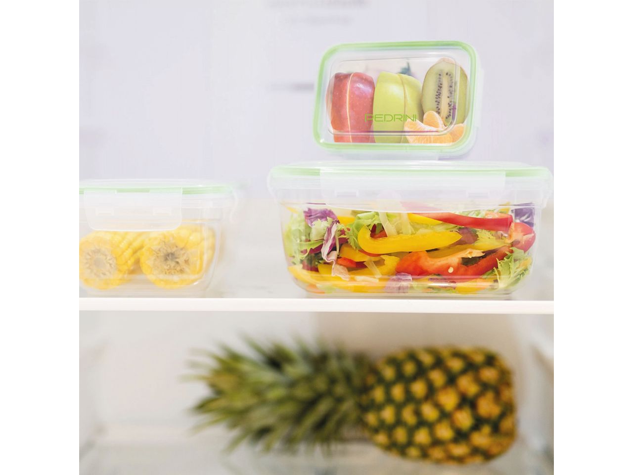 Contenitore rettangolare in plastica da 400ml con coperchio