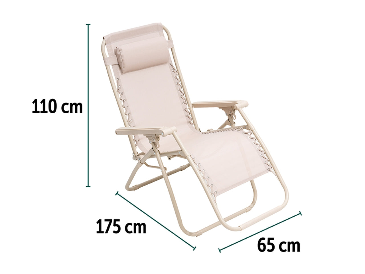 Sedia sdraio zero gravity tubo 25x0,8mm 173x65x110cm sabbia