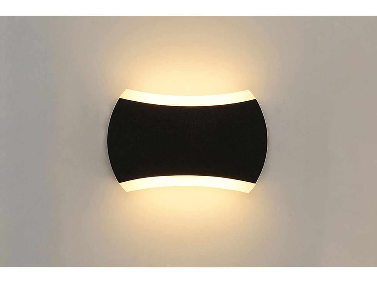 Applique da muro pvc con 2 led 16x9x3cm nero luce calda