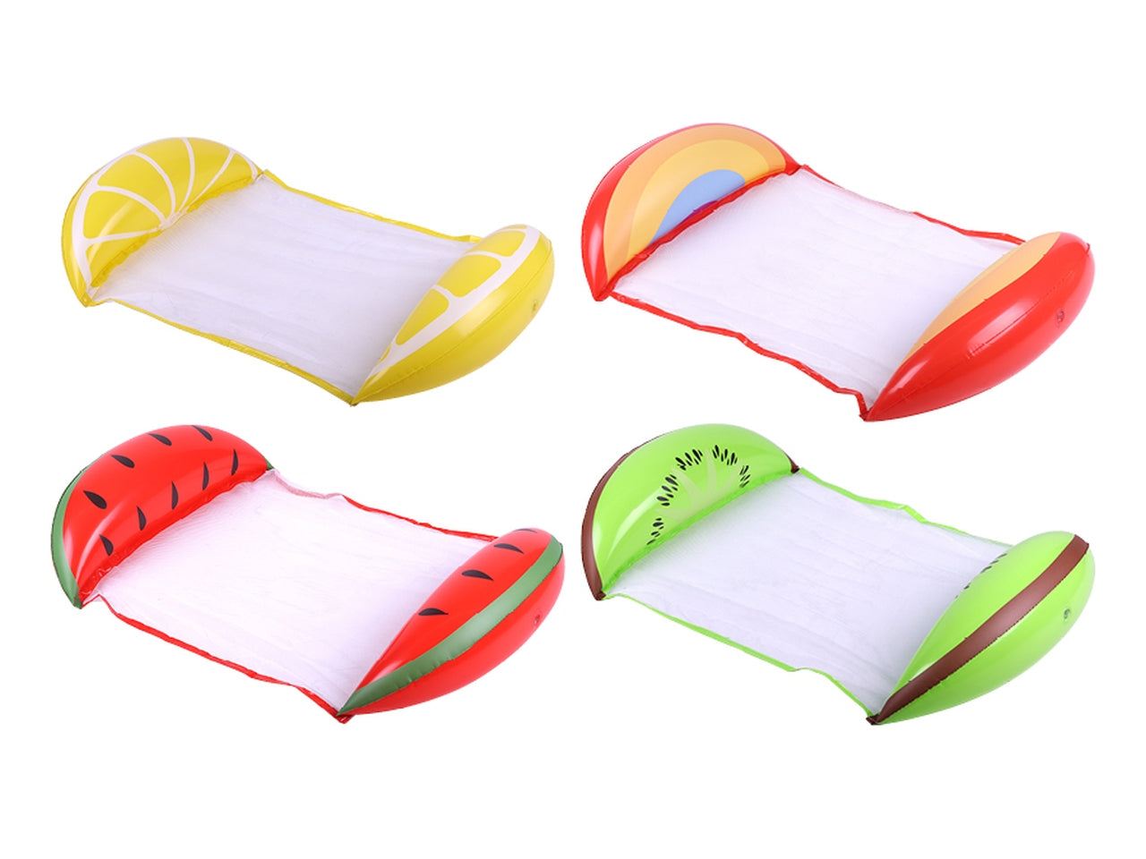 Amaca gonfiabile frutta 0,2mm 126x73cm in 4 assortimenti