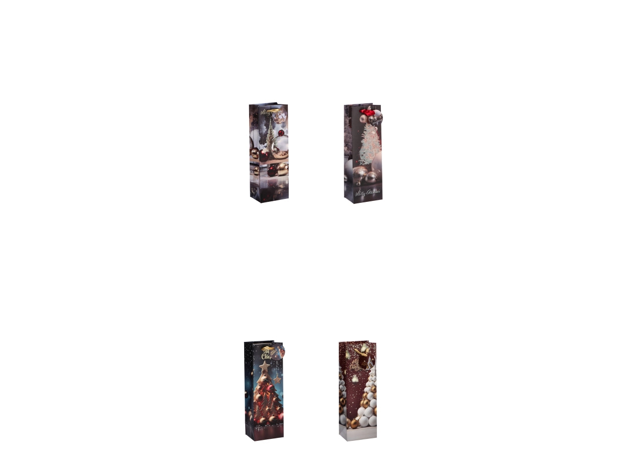 Busta regalo natalizia in carta 4 colori assortiti 12x9x36 cm - AD Trend