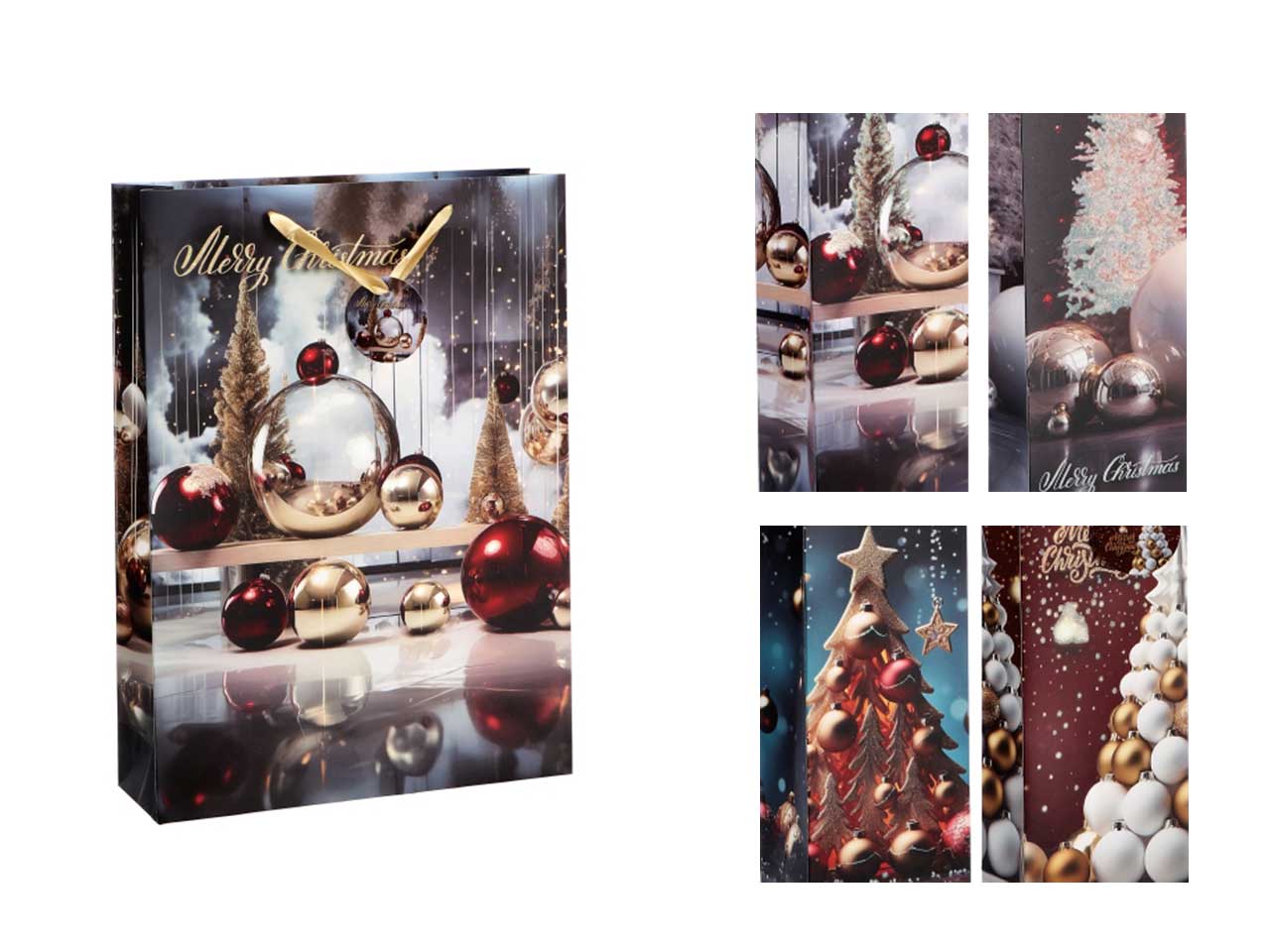 Busta regalo natalizia in carta 4 colori assortiti 41x21x50 cm - AD Trend