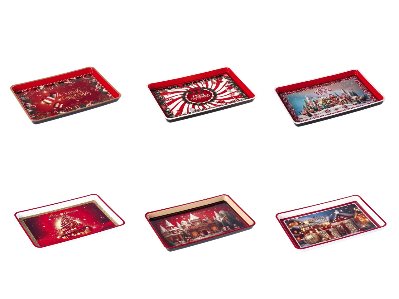 Vassoio rettangolare natalizio in plastica cm31x21xh2 -disponibile in vari assortimenti