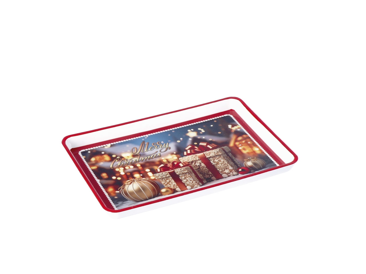 Vassoio rettangolare natalizio in plastica cm31x21xh2 -disponibile in vari assortimenti