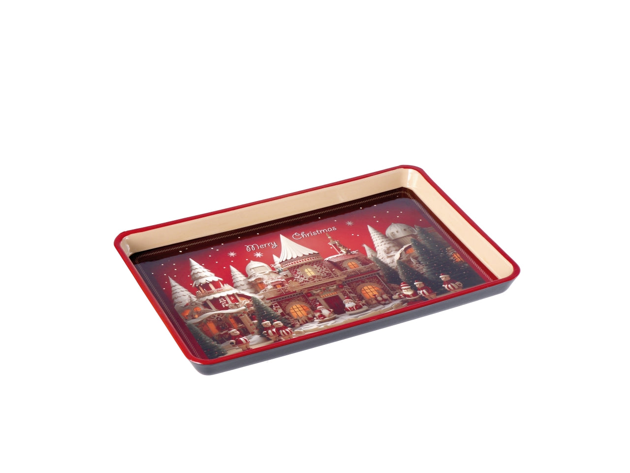 Vassoio rettangolare natalizio in plastica cm31x21xh2 -disponibile in vari assortimenti