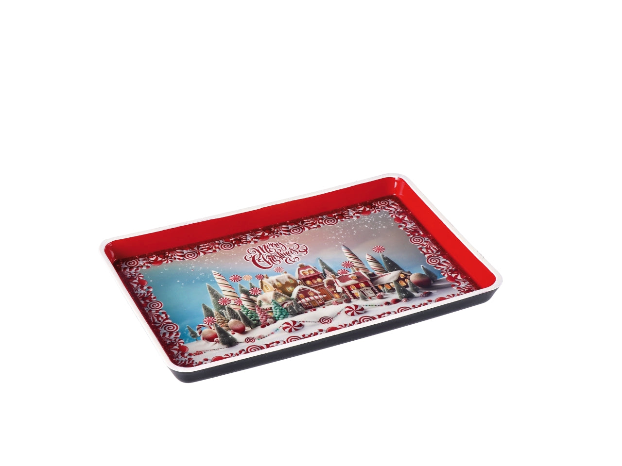 Vassoio rettangolare natalizio in plastica cm31x21xh2 -disponibile in vari assortimenti