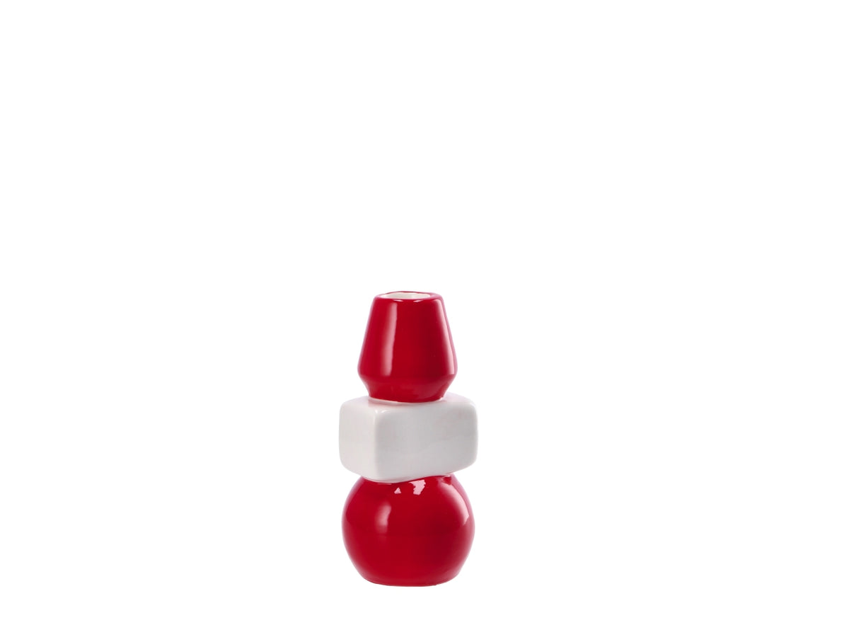 Porta candela natalizio in ceramica d.6,5xh14cm -assortito