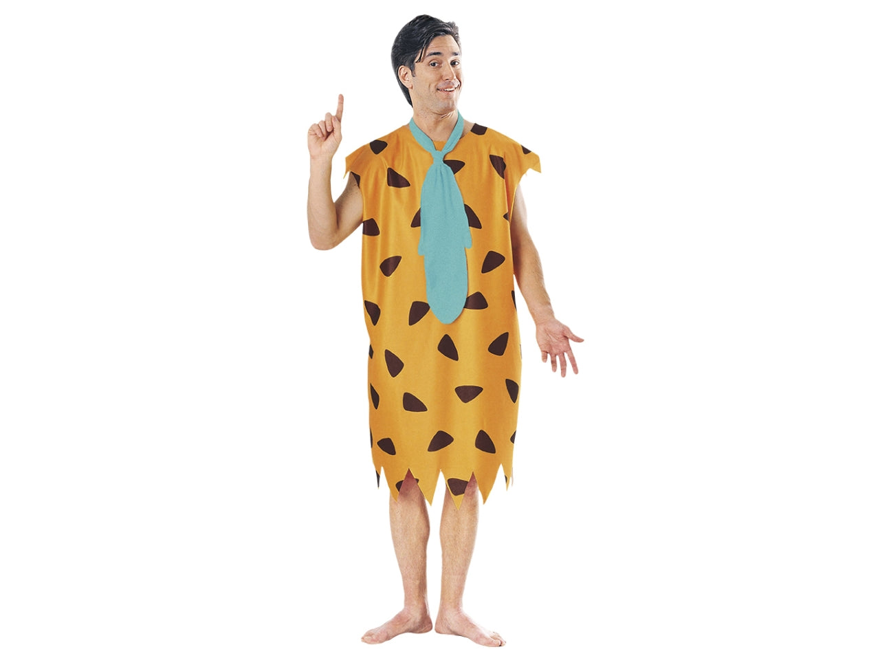 Costume adulto Fred Flintstones, composto da tunica e cravatta taglia unica