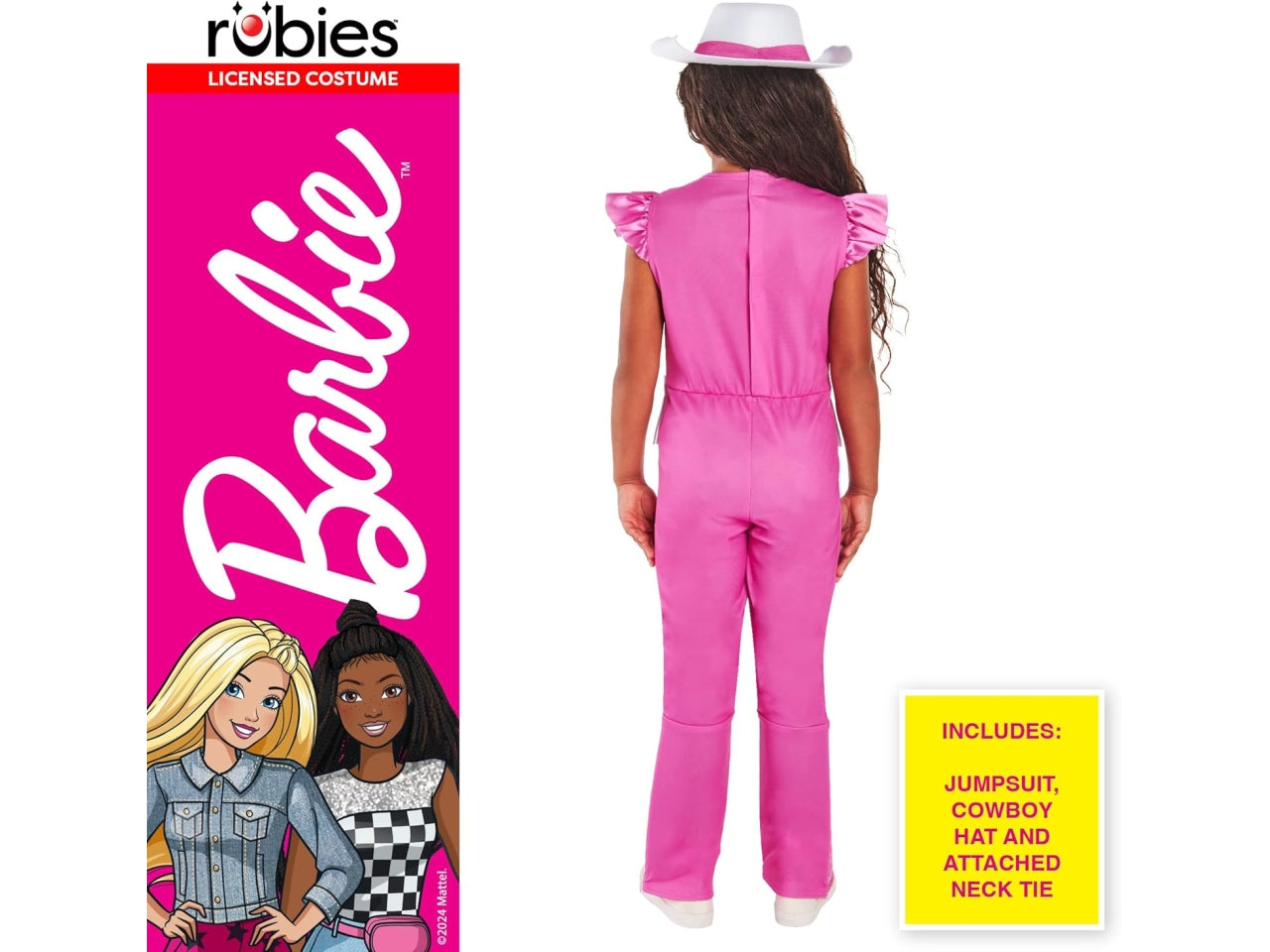 Costume Barbie cowgirl, composto da tuta stampata cappello e cravatta taglia XS 5-6anni