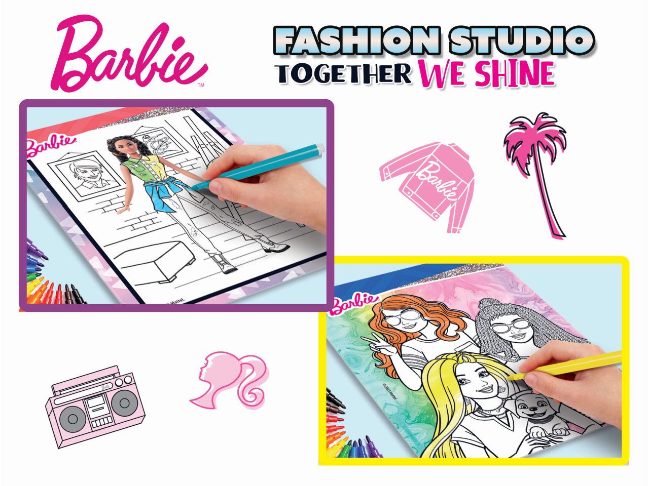 Barbie sketchbook together we shine fashion studio