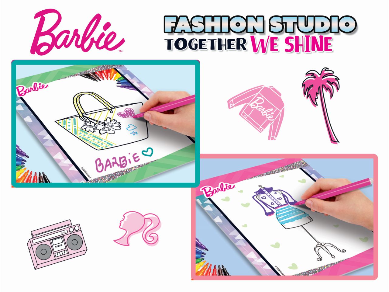 Barbie sketchbook together we shine fashion studio