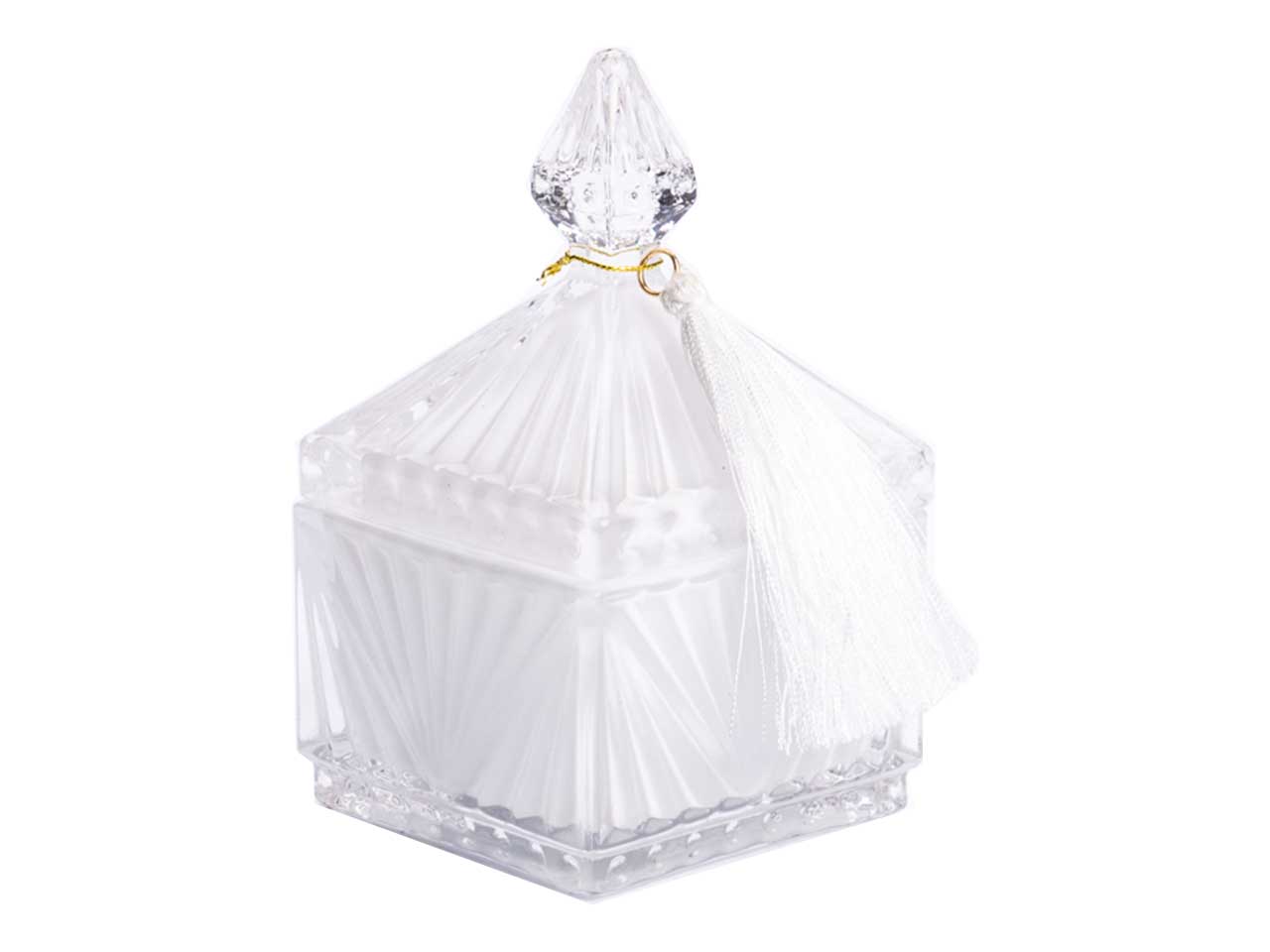 Cofanetto in vetro bianco classico con pendaglio 6,4x11 cm - Silani