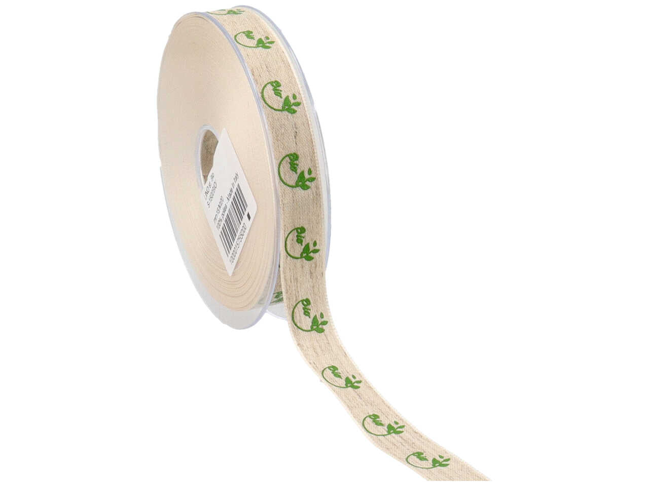 Nastro lino stampa bio verde 15mmx20mt