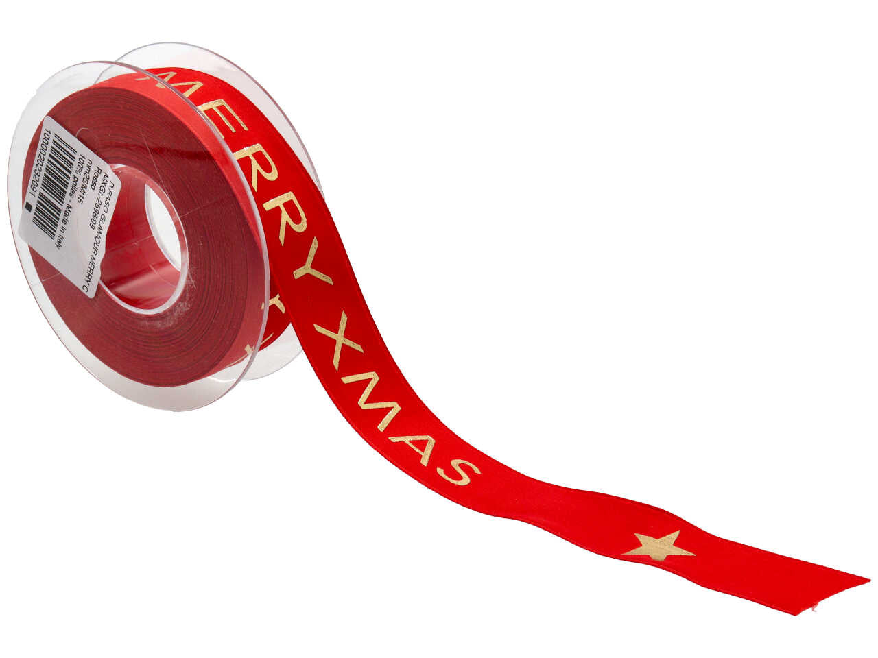 Nastro regalo natalizio rosso con scritta dorata merry christmas 2,5 cm x 15 m - Sirene