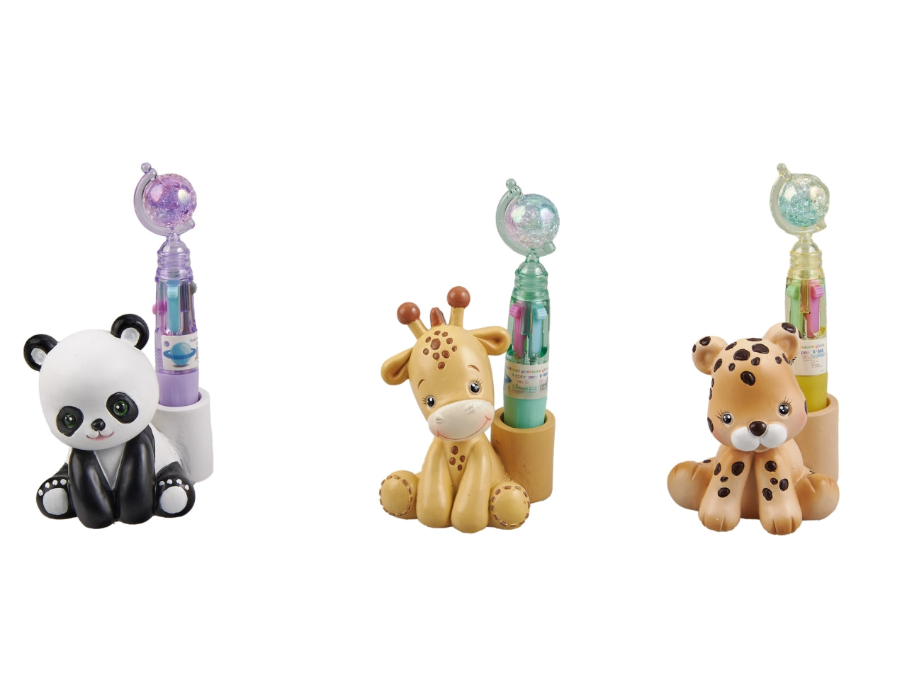 Decorazione baby zoo con penna h. 10 cm 3 ass.