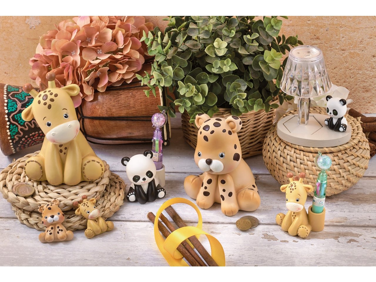 Decorazione baby zoo con penna h. 10 cm 3 ass.