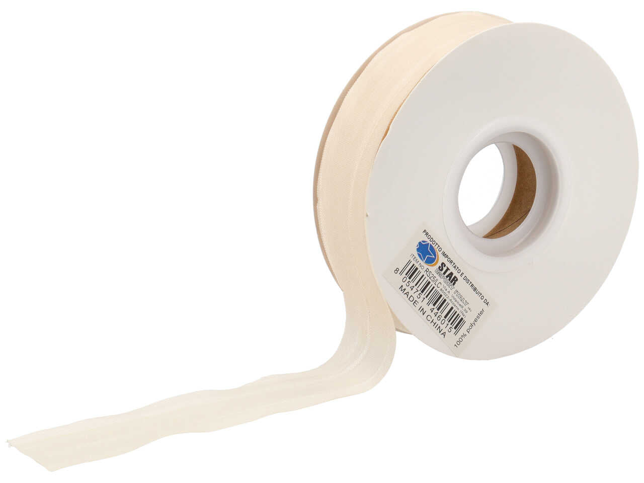 Satin arricciato beige 25mmx50m