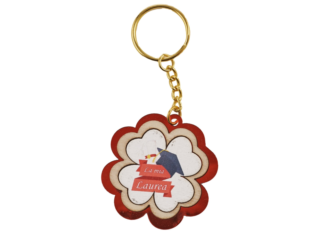 Portachiavi laurea con plexiglass oro 4,5cm