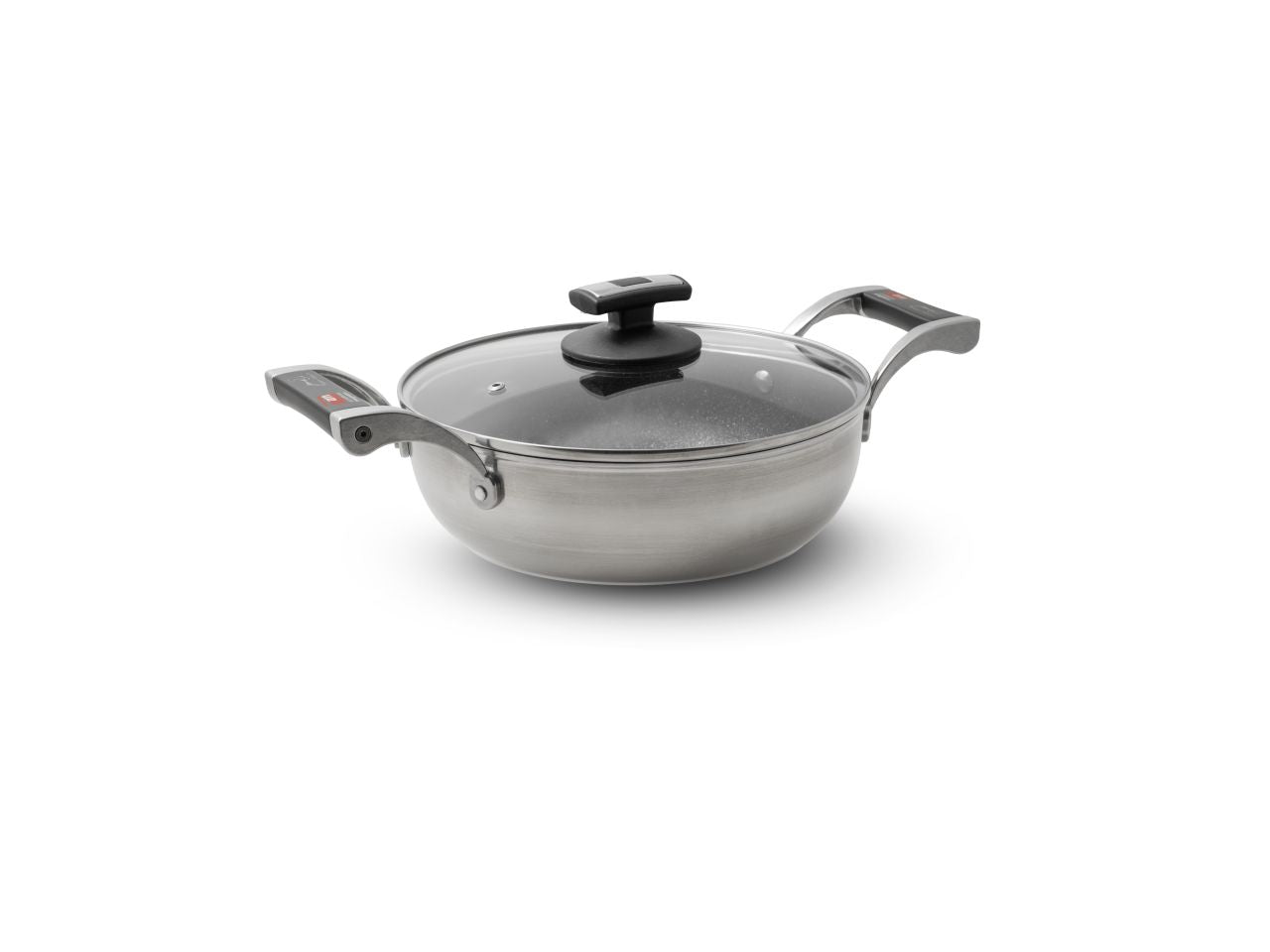 Tegame chef con 2 maniglie e coperchio in vetro per induzione 32cm