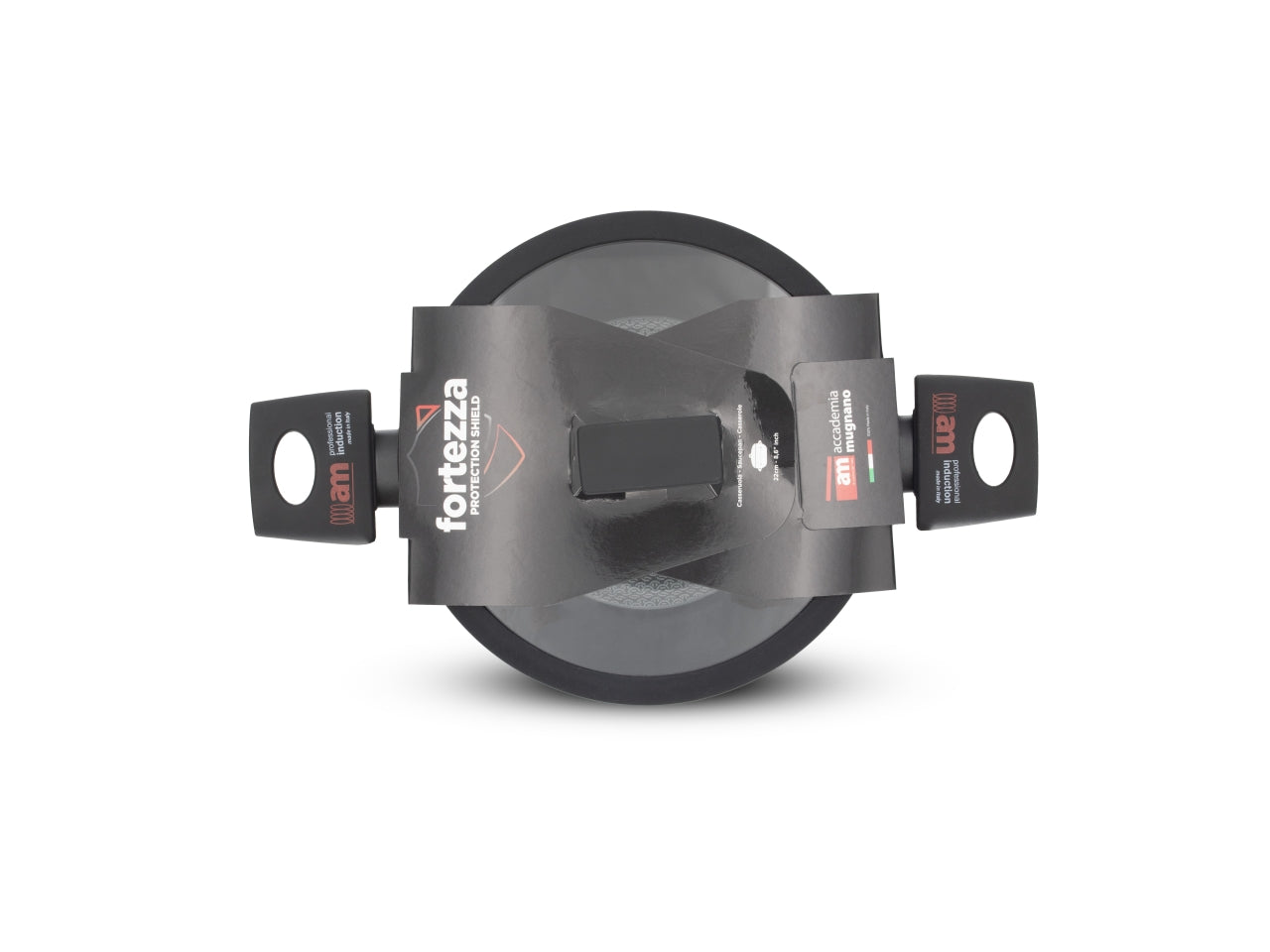 Casseruola in alluminio, antiaderente per induzione con coperchio, Fortezza Protection, 26 cm, Made in Italy - Accademia Mugnano