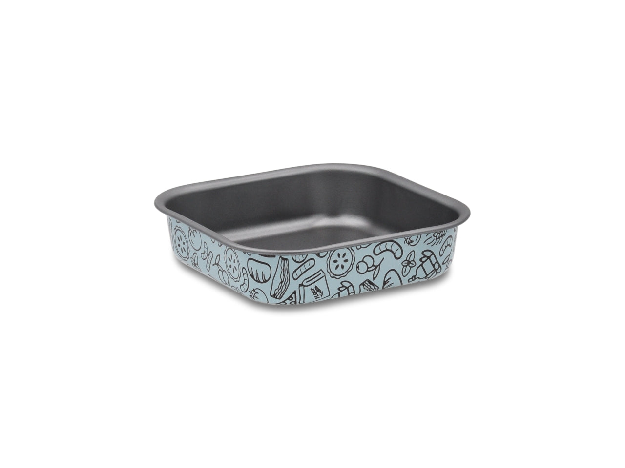 Tegame quadrato antiaderente per forno e friggitrice ad aria celeste e giallo 20x20 cm - Accademia Mugnano