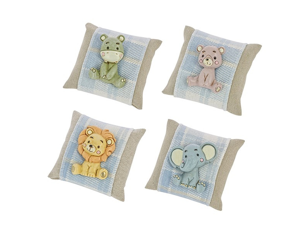 Cuscino scozzese cielo con animaletti safari in 4 decori assortiti misura 8x8cm