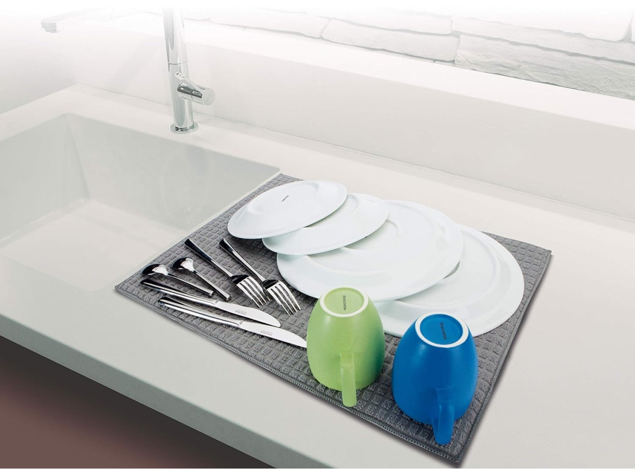 Tappetino scola stoviglie Tescoma Presto in microfibra grigio 51x39 cm