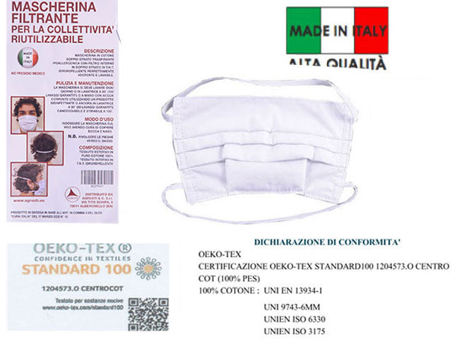 Mascherina cotone + tnt colori ass. $