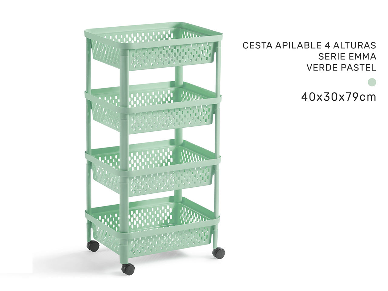 Cestino infilabile 4 altezze verde pastel serie emma