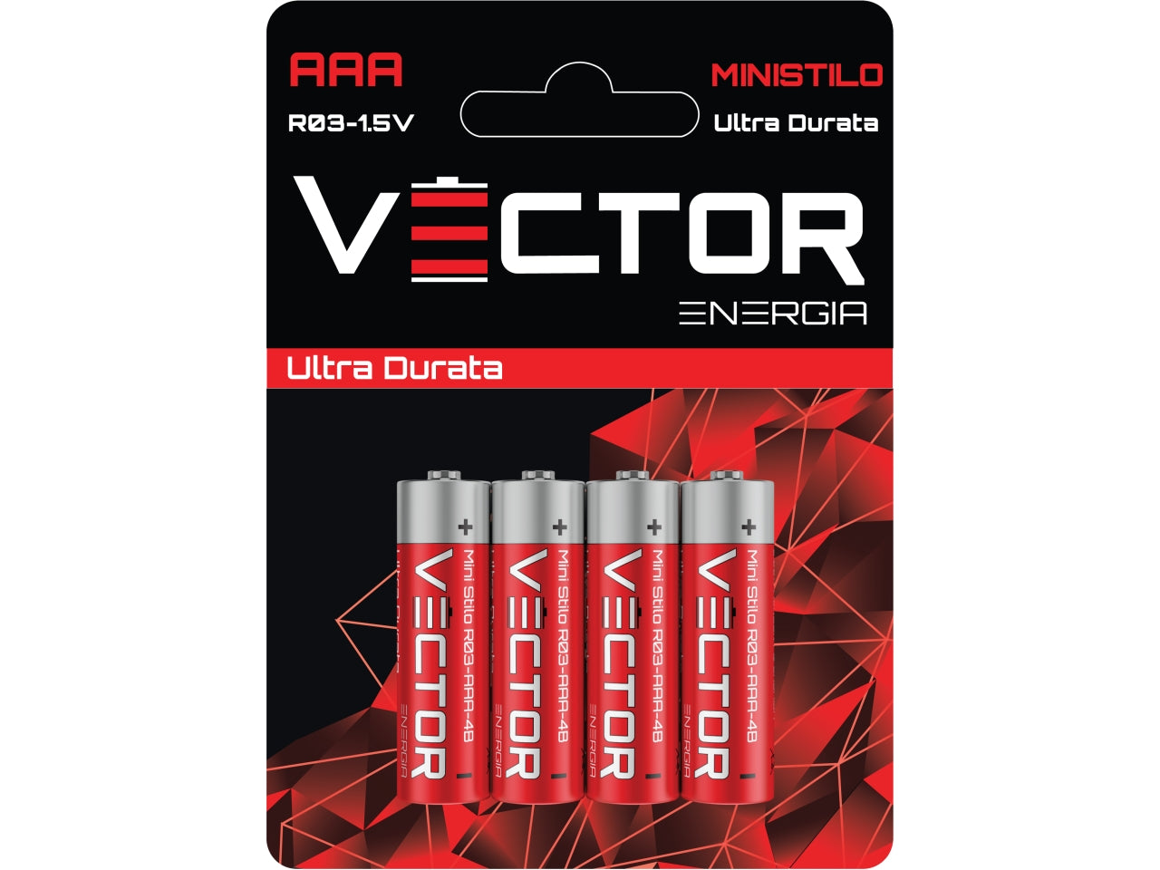 Pile ultra durata ministilo blister da 4 pile