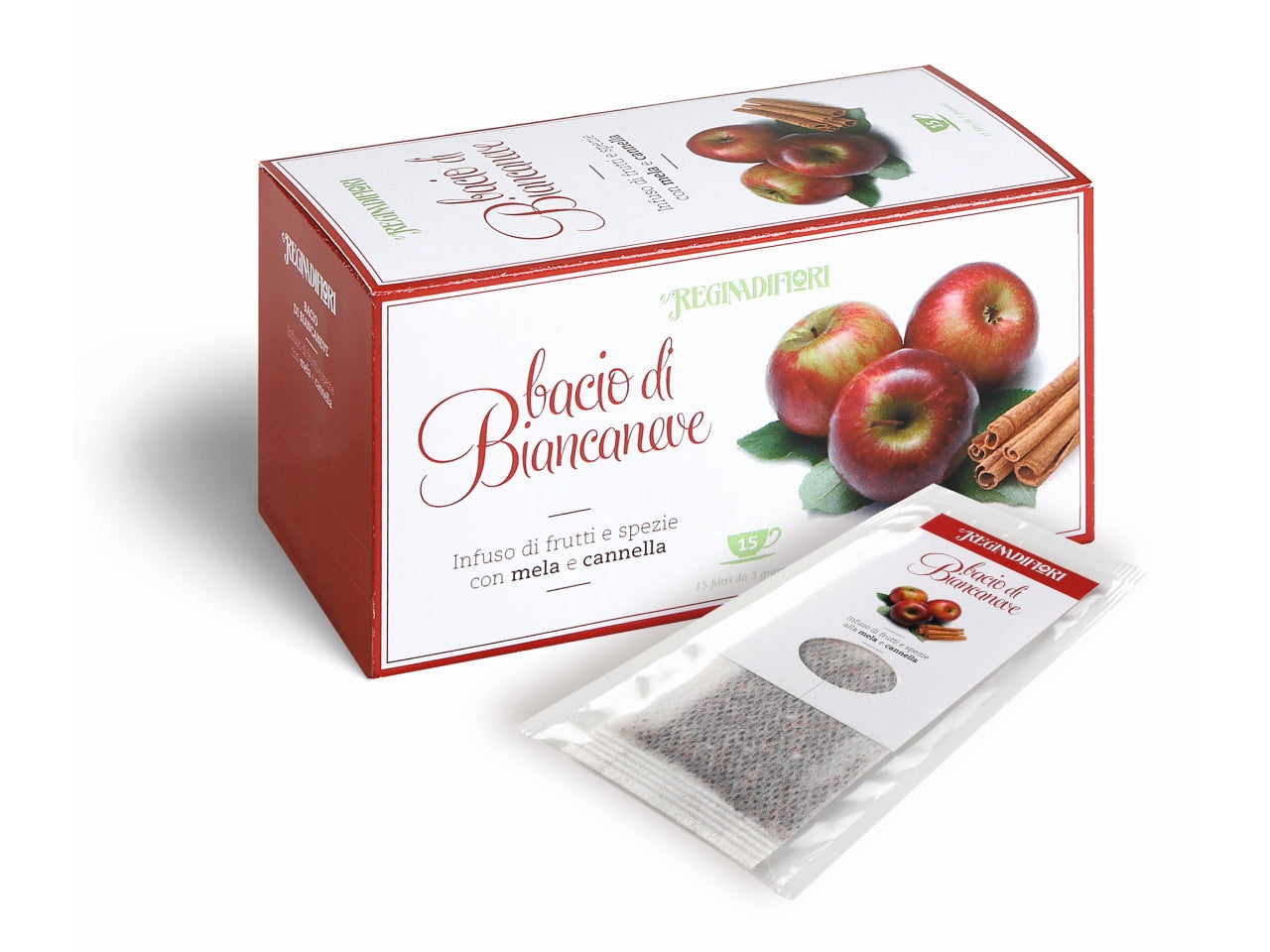 Tisana bacio di biancaneve con mela e cannella in confezione da 15 filtri
