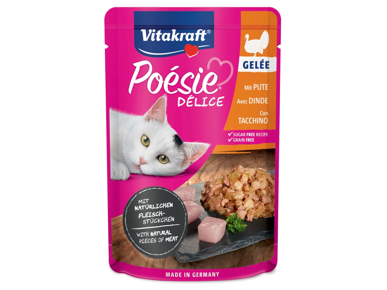 PoÃ©sie dÃ©ligelee tacchino 85gr alimento umido per gatti