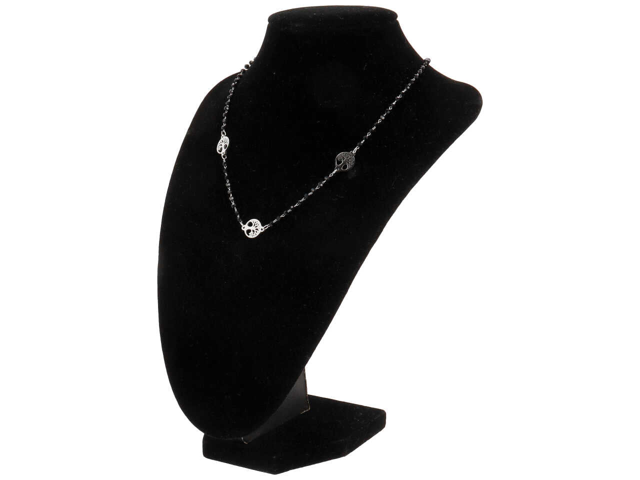 Collana cristalli neri e alberi acc.
