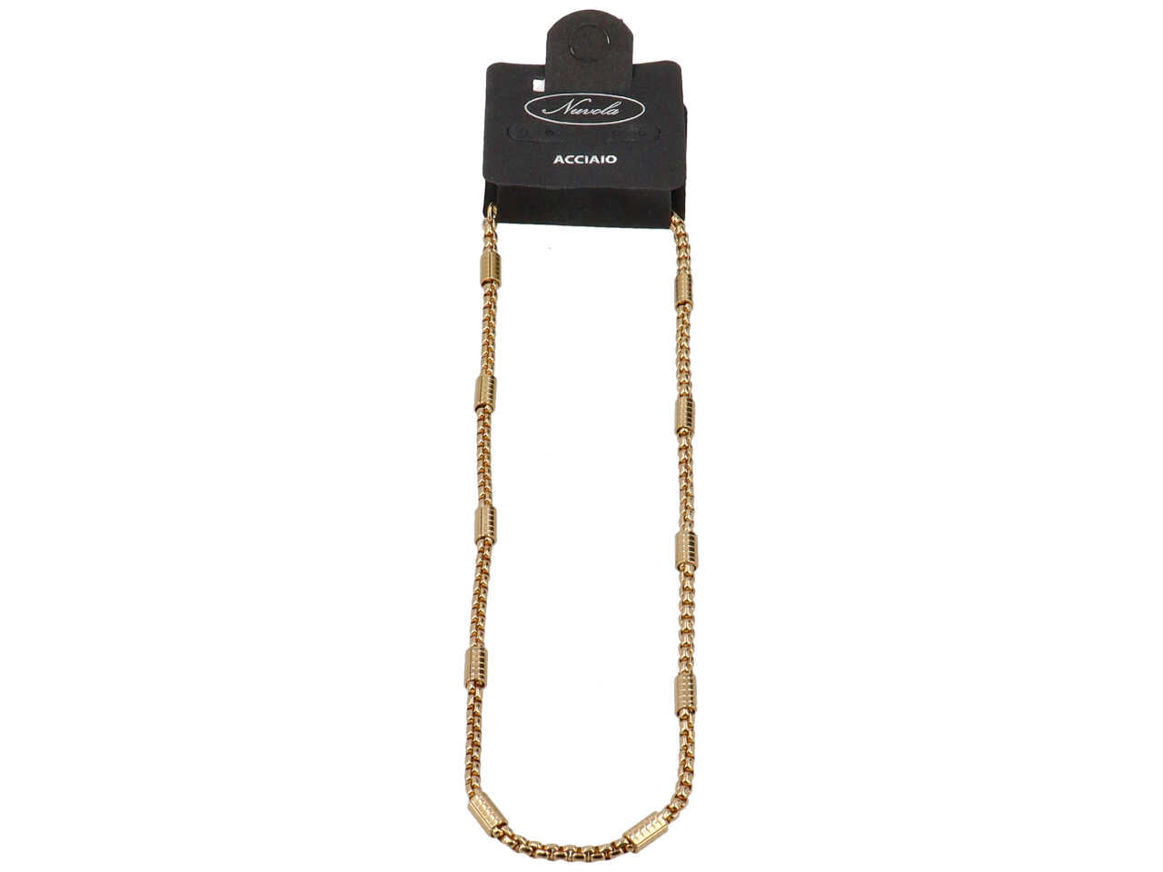 Collana oro con anelli intrecciati e barilotti