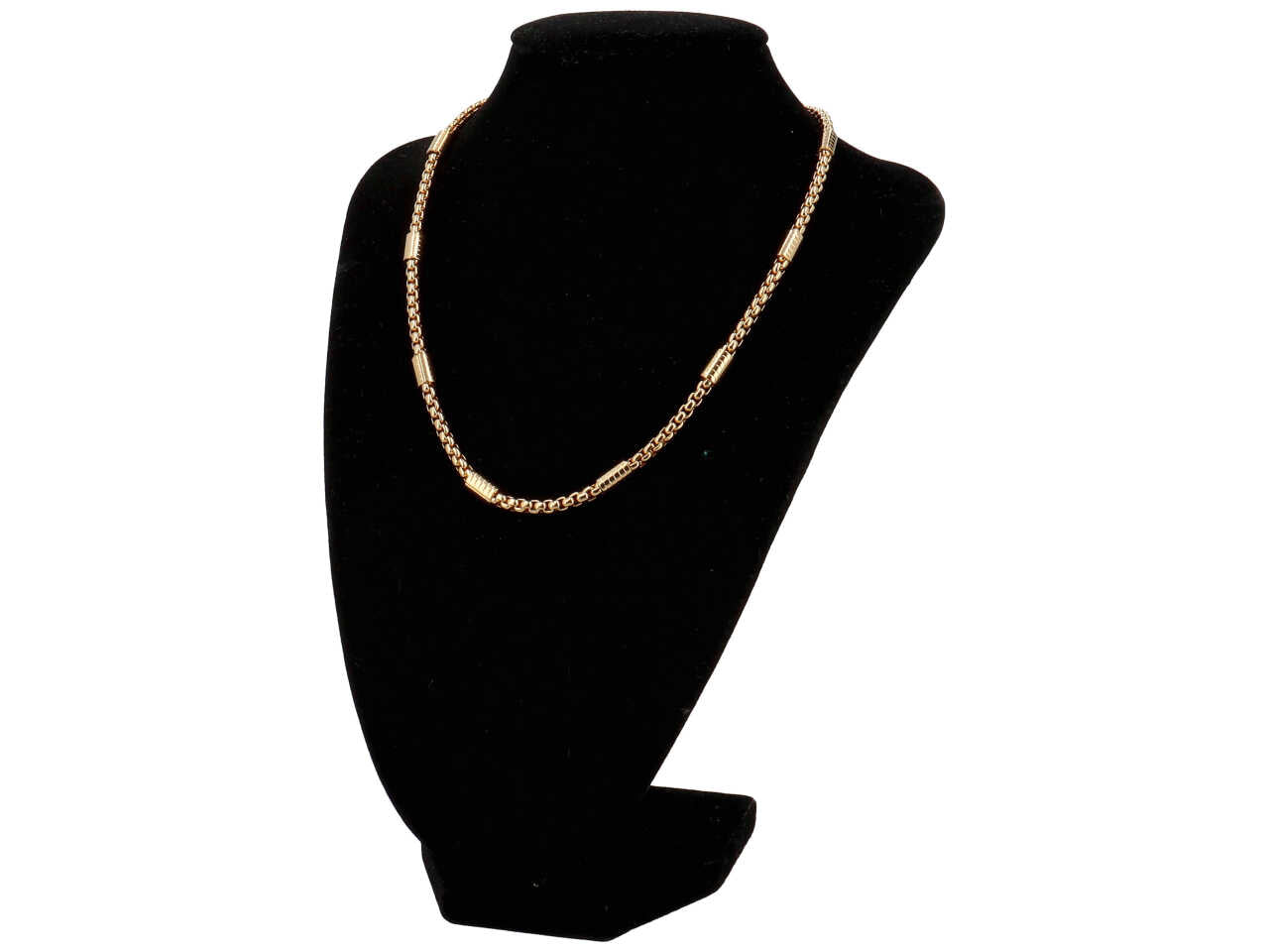 Collana oro con anelli intrecciati e barilotti
