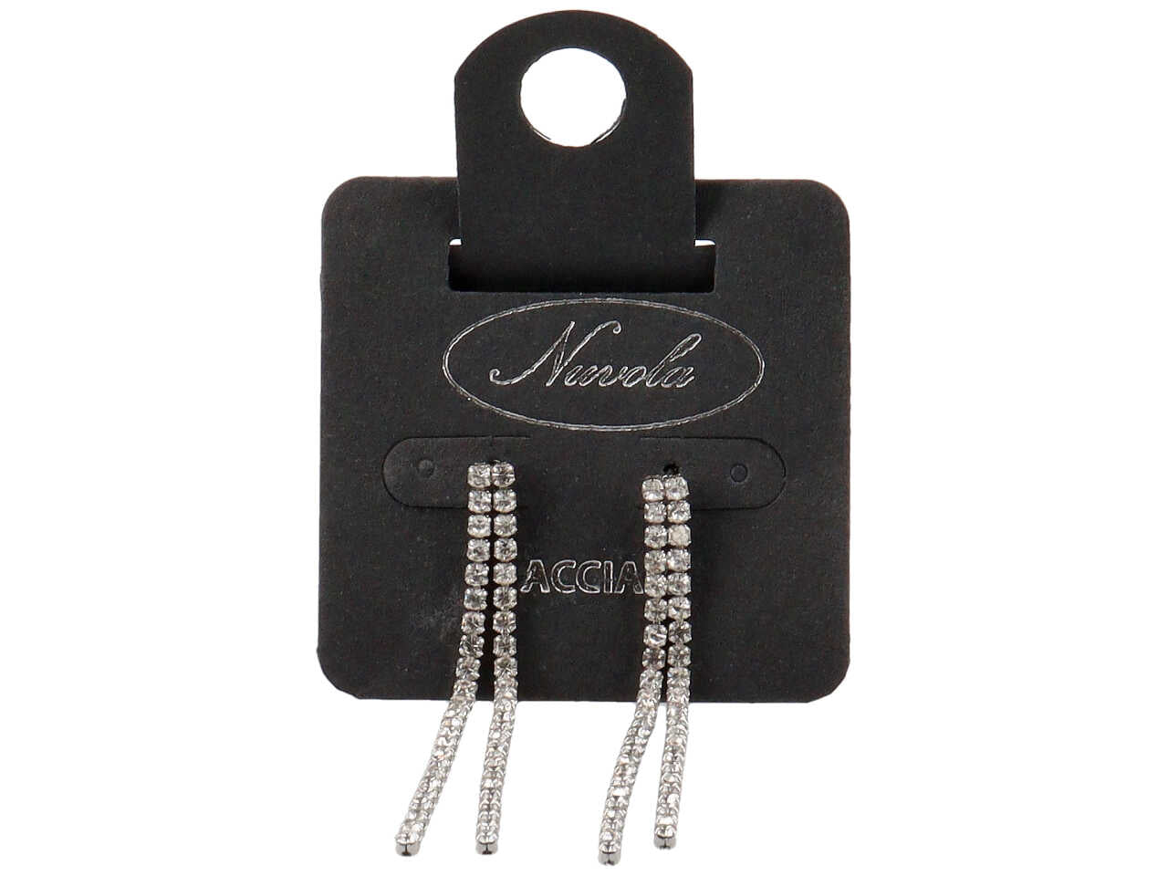 Orecchino in acciaio con 2 fili con strass