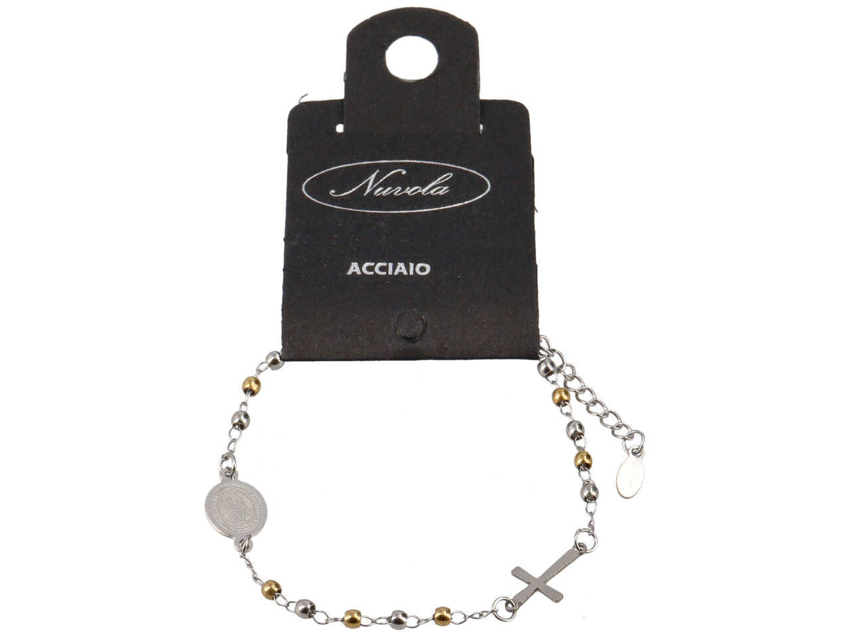 Bracciale rosario con sfere oro e argento