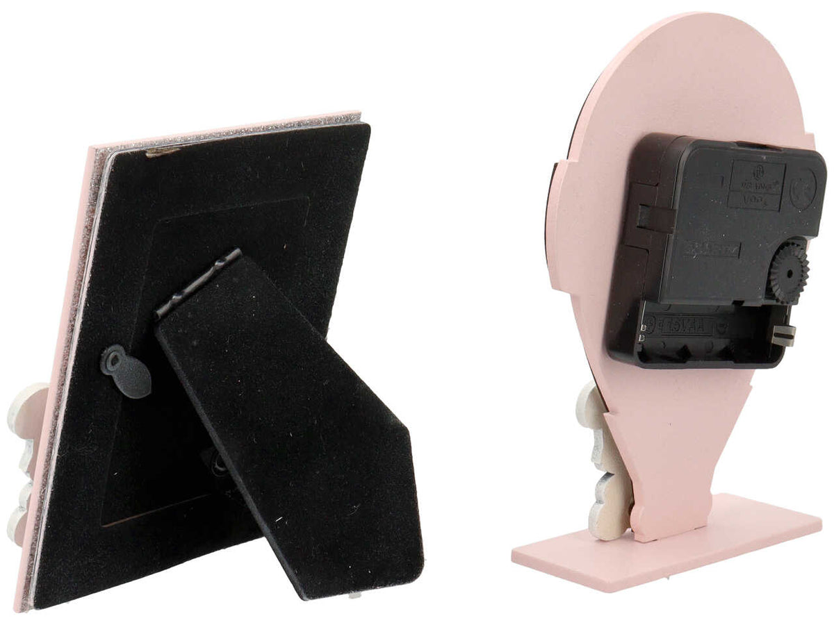 Set portafoto + orologio orso rosa