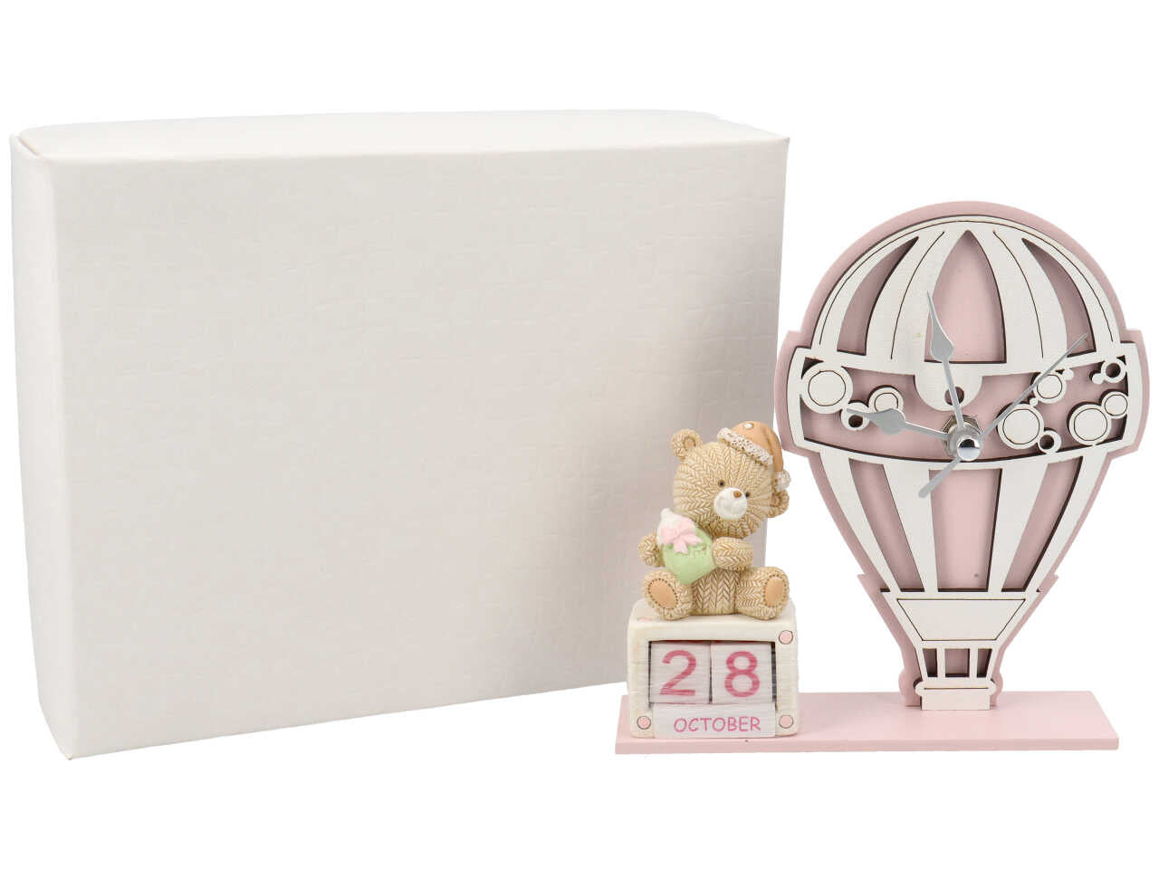 Orologio mongolfiera + datario orsetto rosa